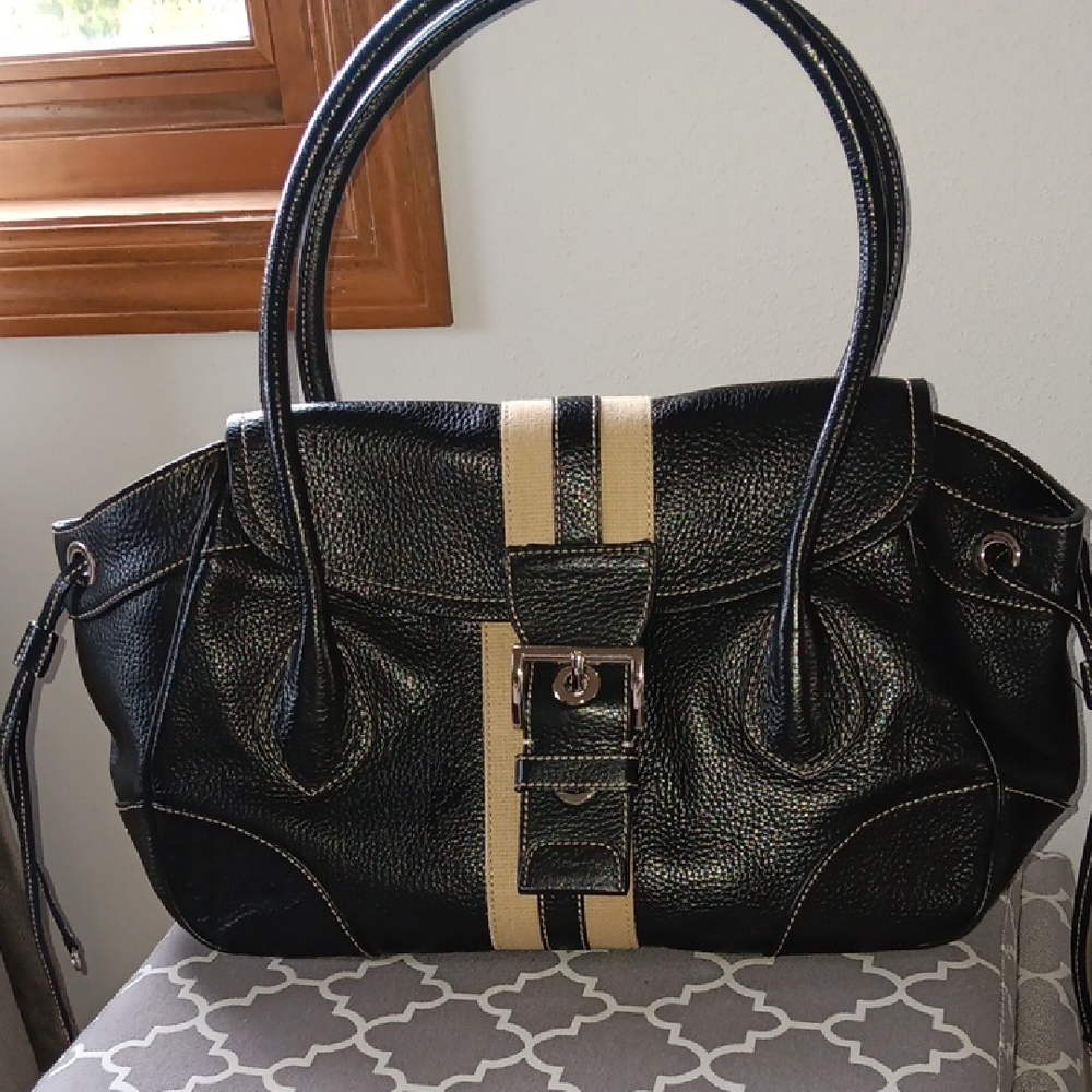 Prada Black and Cream Shoulder Bag